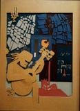 Guitarist, modern art, cut carton, Yerevan, Armenia stock photo Guitarist, modern art, cut carton, Yerevan, Armenia stock photo