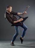 Guitarist Playing His Electric Guitar Royalty Free Stock Image