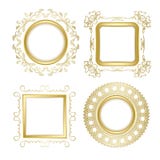 Guld- dekorativa vektorramar med genomskinlig skugga - tappning royaltyfri illustrationer Guld- dekorativa vektorramar med genomskinlig skugga - tappning royaltyfri illustrationer