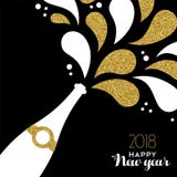 Guld 2018 för det lyckliga nya året blänker flaskfärgstänk stock illustrationer Guld 2018 för det lyckliga nya året blänker flaskfärgstänk stock illustrationer