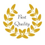 Guld- Laurel Wreath med den bästa kvalitets- `en för ord`, royaltyfri illustrationer Guld- Laurel Wreath med den bästa kvalitets- `en för ord`, royaltyfri illustrationer