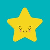 Gullig gul le liten stjärna för vektor på blå bakgrund stock illustrationer Gullig gul le liten stjärna för vektor på blå bakgrund stock illustrationer