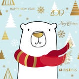 Gullig isbjörn med inskriften för glad jul Kortmall för nytt år stock illustrationer Gullig isbjörn med inskriften för glad jul Kortmall för nytt år stock illustrationer