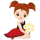 Gullig liten flicka för vektor med blommor stock illustrationer Gullig liten flicka för vektor med blommor stock illustrationer