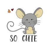 Gullig liten mus på en vit bakgrund stock illustrationer Gullig liten mus på en vit bakgrund stock illustrationer