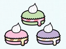 Gullig pastellfärgad Macarons vektoruppsättning stock illustrationer Gullig pastellfärgad Macarons vektoruppsättning stock illustrationer