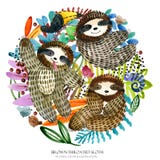 Gullig sengångare och tropisk natur royaltyfri illustrationer Gullig sengångare och tropisk natur royaltyfri illustrationer