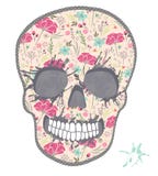 Gullig skalle med den blom- modellen. Skalle från blommor royaltyfri illustrationer Gullig skalle med den blom- modellen. Skalle från blommor royaltyfri illustrationer