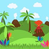 Gullig tecknad filmvektorbakgrund av öknen, djungeln eller det forntida landskapet vektor illustrationer Gullig tecknad filmvektorbakgrund av öknen, djungeln eller det forntida landskapet vektor illustrationer