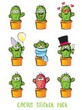 Gullig uppsättning för kaktustecknad filmtecken Emoji stock illustrationer Gullig uppsättning för kaktustecknad filmtecken Emoji stock illustrationer