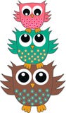 gulliga owls tre stock illustrationer gulliga owls tre stock illustrationer