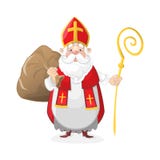 Gulliga St Nicholas med gåvor i påsetecknad filmtecken royaltyfri illustrationer Gulliga St Nicholas med gåvor i påsetecknad filmtecken royaltyfri illustrationer