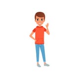 Gulligt pojketecken i stilfull med huva t-skjorta för tillfälliga kläder med facket och jeans Unge som poserar med att le framsid royaltyfri illustrationer Gulligt pojketecken i stilfull med huva t-skjorta för tillfälliga kläder med facket och jeans Unge som poserar med att le framsid royaltyfri illustrationer