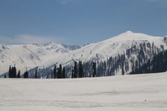 Gulmarg, Srinagar, Inde : Beau paysage avec la montagne de neige photographie stock Gulmarg, Srinagar, Inde : Beau paysage avec la montagne de neige photographie stock