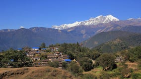 Gurungs-Dorf Ghale Gaun und Annapurna-Strecke stockbilder Gurungs-Dorf Ghale Gaun und Annapurna-Strecke stockbilder