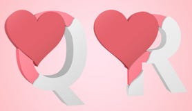 Guss-Herz Q und R stock abbildung Guss-Herz Q und R stock abbildung