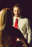 Guy, elegant man with blonde woman, couple in love royalty free stock photography Guy, elegant man with blonde woman, couple in love royalty free stock photography