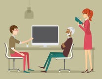 Guy giving a presentation in a creative office stock illustration Guy giving a presentation in a creative office stock illustration