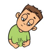 Guy looking down at his stomach growling in hunger. Flat design icon. Colorful flat vector illustration. Isolated on vector illustration Guy looking down at his stomach growling in hunger. Flat design icon. Colorful flat vector illustration. Isolated on vector illustration