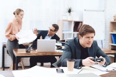 The guy is playing a computer game. stock photos The guy is playing a computer game. stock photos
