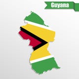 Guyana map with flag inside and ribbon stock illustration Guyana map with flag inside and ribbon stock illustration