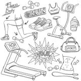 Gym doodles ustawiający ilustracji Gym doodles ustawiający ilustracji