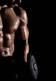 Gym and fitness concept - bodybuilder and dumbbell stock images Gym and fitness concept - bodybuilder and dumbbell stock images