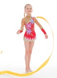 Gymnast κοριτσιών με την κορδέλλα. στοκ εικόνες με δικαίωμα ελεύθερης χρήσης Gymnast κοριτσιών με την κορδέλλα. στοκ εικόνες με δικαίωμα ελεύθερης χρήσης