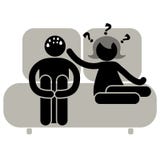 Gynophobia Страх женщин Социальная фобия Гай испуган интимности Человек не будет хотеть быть с его девушкой больше иллюстрация вектора Gynophobia Страх женщин Социальная фобия Гай испуган интимности Человек не будет хотеть быть с его девушкой больше иллюстрация вектора