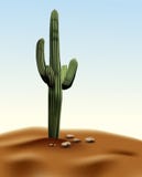 Géant réaliste de Carnegia de cactus de désert Usine de désert parmi le sable et de roches dans l'habitat Illustration réaliste d illustration libre de droits Géant réaliste de Carnegia de cactus de désert Usine de désert parmi le sable et de roches dans l'habitat Illustration réaliste d illustration libre de droits