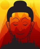 Głowa Buddha na halnym wektorze royalty ilustracja Głowa Buddha na halnym wektorze royalty ilustracja