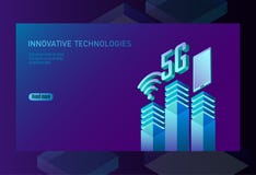 5G新的无线互联网wifi连接 平智能手机移动设备等量的蓝色3d 全球网络高速 向量例证 5G新的无线互联网wifi连接 平智能手机移动设备等量的蓝色3d 全球网络高速 向量例证