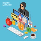 Hacker aktywności Isometric pojęcie ilustracja wektor Hacker aktywności Isometric pojęcie ilustracja wektor