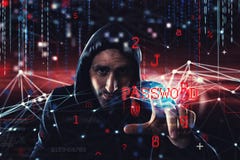 Hacker czytelnicza informacja osobista Pojęcie prywatność i ochrona fotografia royalty free Hacker czytelnicza informacja osobista Pojęcie prywatność i ochrona fotografia royalty free
