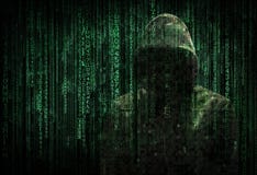  Hacker e código ilustração royalty free