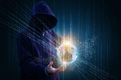 Hacker enters the Internet network . vector illustration Hacker enters the Internet network . vector illustration