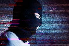 hacker portraite on the background noise, glitch effect it, stealing information, Cyber attack stock photography hacker portraite on the background noise, glitch effect it, stealing information, Cyber attack stock photography
