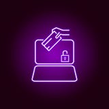 Hacker, theft icon in neon style. Can be used for web, logo, mobile app, UI, UX royalty free illustration Hacker, theft icon in neon style. Can be used for web, logo, mobile app, UI, UX royalty free illustration