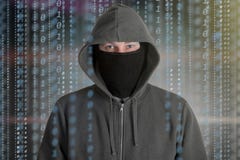 Hackers programmer look on screen and writes the program code hack information stock illustration Hackers programmer look on screen and writes the program code hack information stock illustration