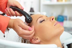 Hair salon. Washing with shampoo. royalty free stock photo Hair salon. Washing with shampoo. royalty free stock photo