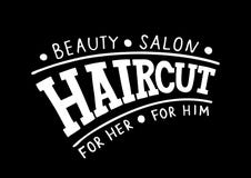 Haircut Beauty Salon for her for him - Hand drawn logo, signboard, template for hair and beauty salon on black background vector illustration Haircut Beauty Salon for her for him - Hand drawn logo, signboard, template for hair and beauty salon on black background vector illustration