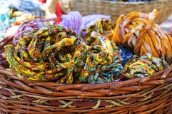 Hairs of cloth in a wicker basket. royalty free stock photo Hairs of cloth in a wicker basket. royalty free stock photo