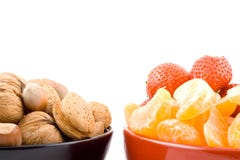Half Bowl With Mixed Fruits And Nuts Royalty Free Stock Photography