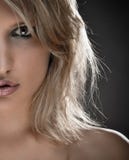 Half Face Portrait Of A Beautiful Blond Woman Stock Photos Half Face Portrait Of A Beautiful Blond Woman Stock Photos