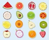 Half Cut Apple Pear Cartoon Fruits Vector Color Illustration Clipart And Illustrations