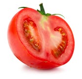 Half of tomato with water drops isolated on the white background Royalty Free Stock Images Half of tomato with water drops isolated on the white background Royalty Free Stock Images