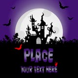 Halloween-achtergrond met griezelige Huis en nachtknuppels, ontwerp Gr stock illustratie Halloween-achtergrond met griezelige Huis en nachtknuppels, ontwerp Gr stock illustratie