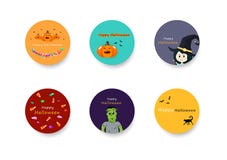 Halloween, de cirkelsinzameling van de stickerbanner plaatste voor jonge geitjes, het seizoen van de vieringsvakantie, het beeldv stock illustratie Halloween, de cirkelsinzameling van de stickerbanner plaatste voor jonge geitjes, het seizoen van de vieringsvakantie, het beeldv stock illustratie