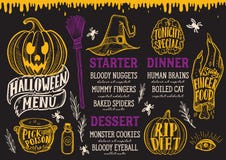 Halloween food menu on a chalkboard. vector illustration Halloween food menu on a chalkboard. vector illustration