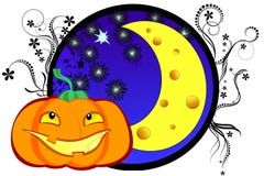 Halloween Illustration With Pumpkin And Cheese Moo Royalty Free Stock Photography Halloween Illustration With Pumpkin And Cheese Moo Royalty Free Stock Photography